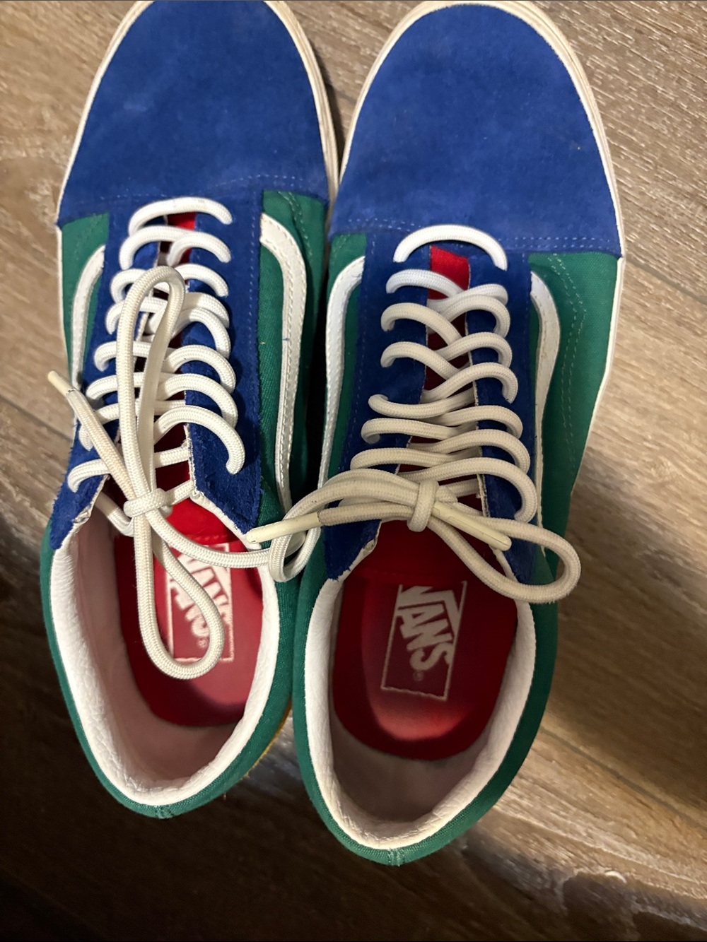 Vans Men’s Low-Top Canvas & Suede Sneaker in Blue/Green/Red/White